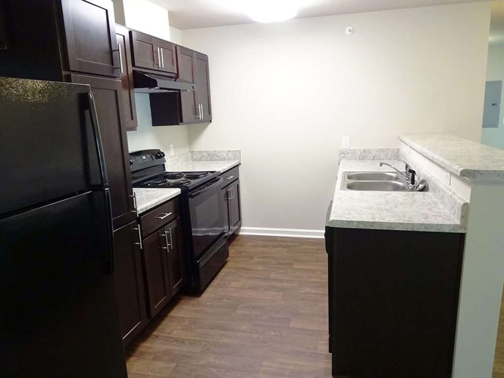 Brand-new kitchen in October Station apartment building