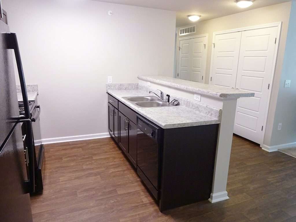 Brand-new kitchen in October Station apartment building