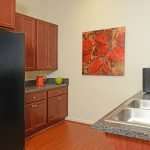 kitchen inside resident clubhouse